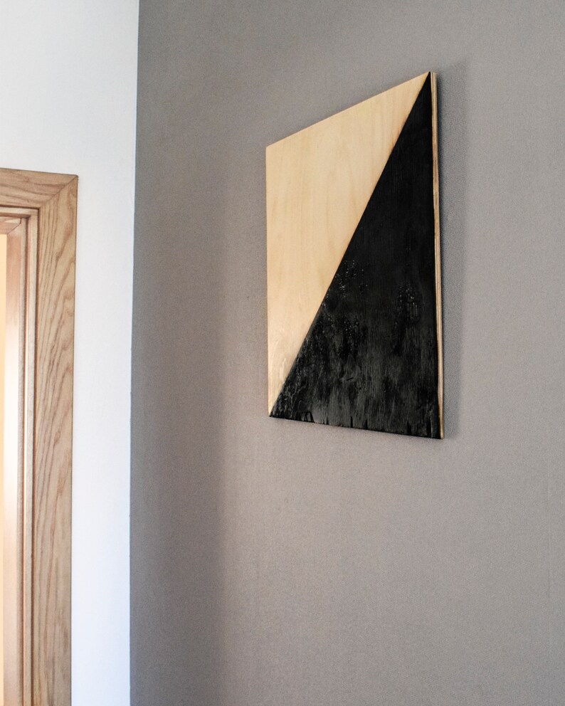 Contemporary Burnt Plywood Wall Art Geometric Wood Panel | Etsy