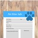 Pet Sitter Info Sheet Printable Pet Info Sheet Pet Sitter - Etsy