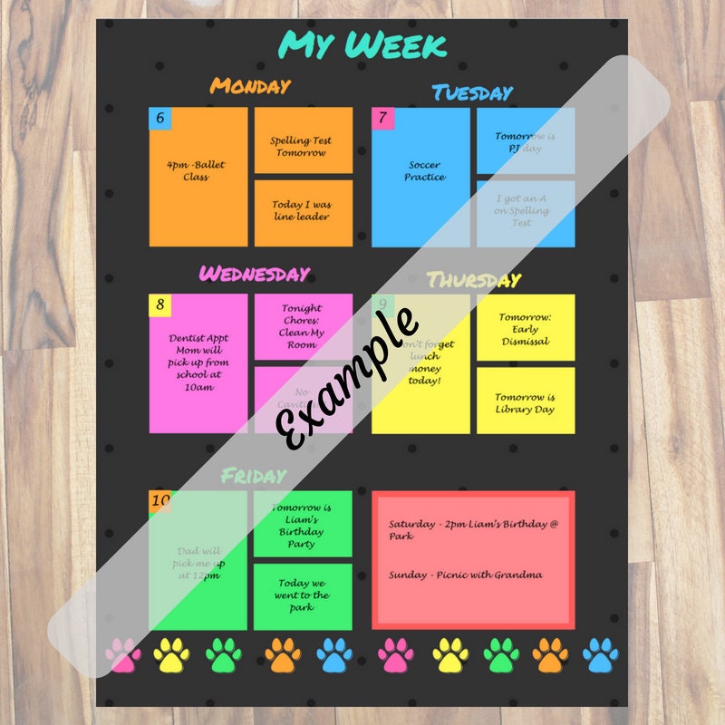 Planfcateur Hebdomadare Pour Enfants / Planfcateur - Etsy France