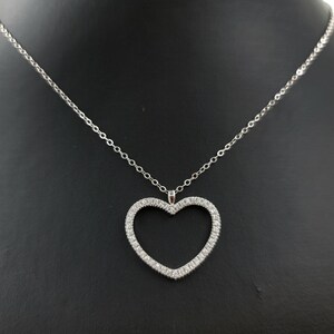 ハンドメイド 14K ホワイトゴールド ダイヤモンド ハート ペンダント 