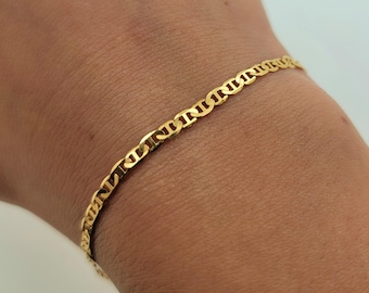 Vintage 1980s Handmade 18K Gold Anchor Chain Bracelet