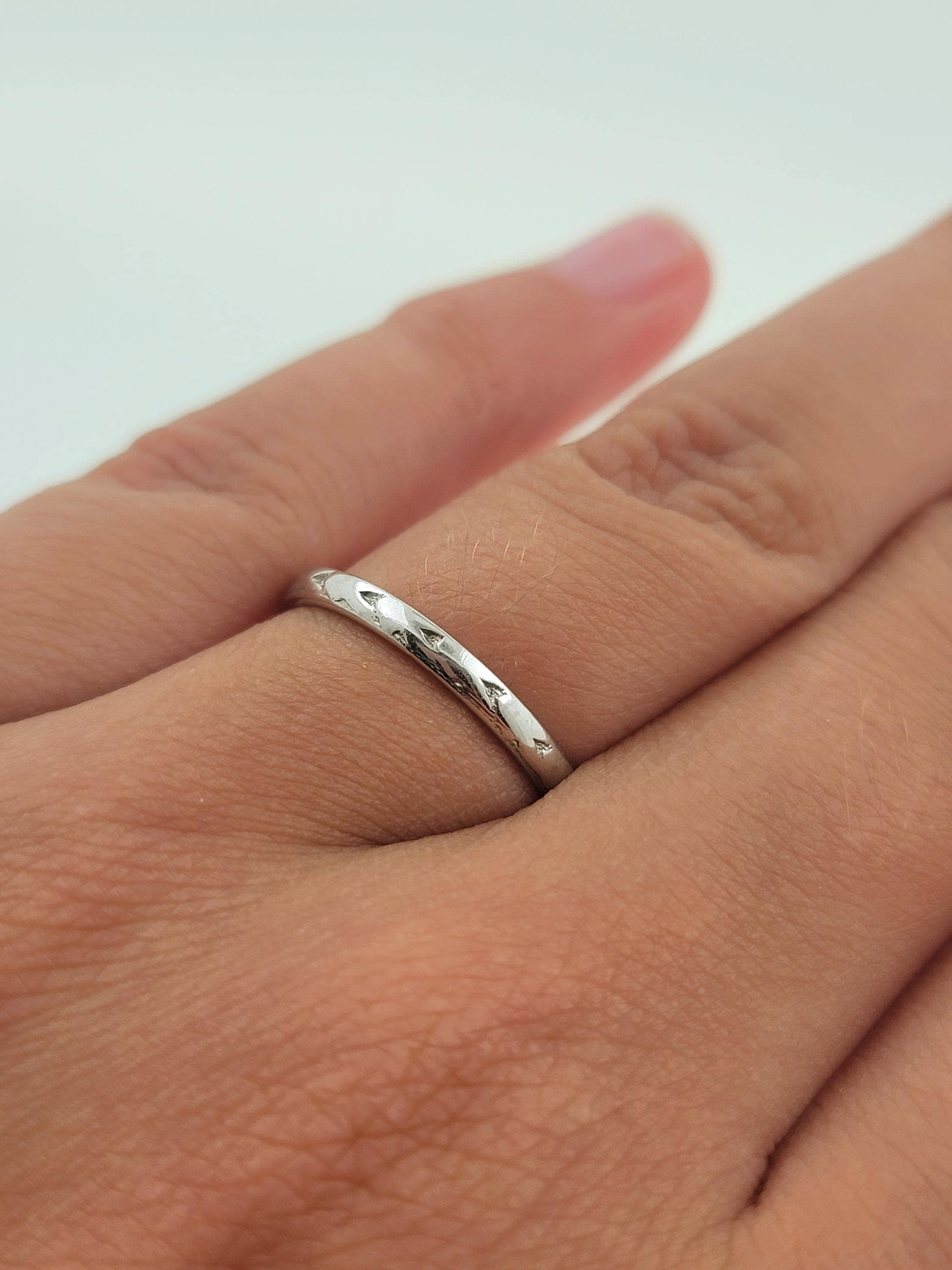 アンティーク 1920年代 ハンドメイド 18K ホワイトゴールド 結婚指輪