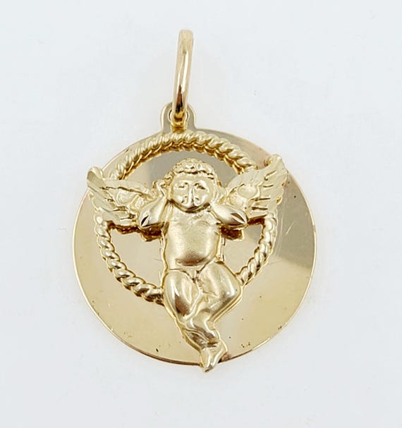 Gorgeous Vintage 1980s Handmade 14K Solid Yellow Gold Guardian