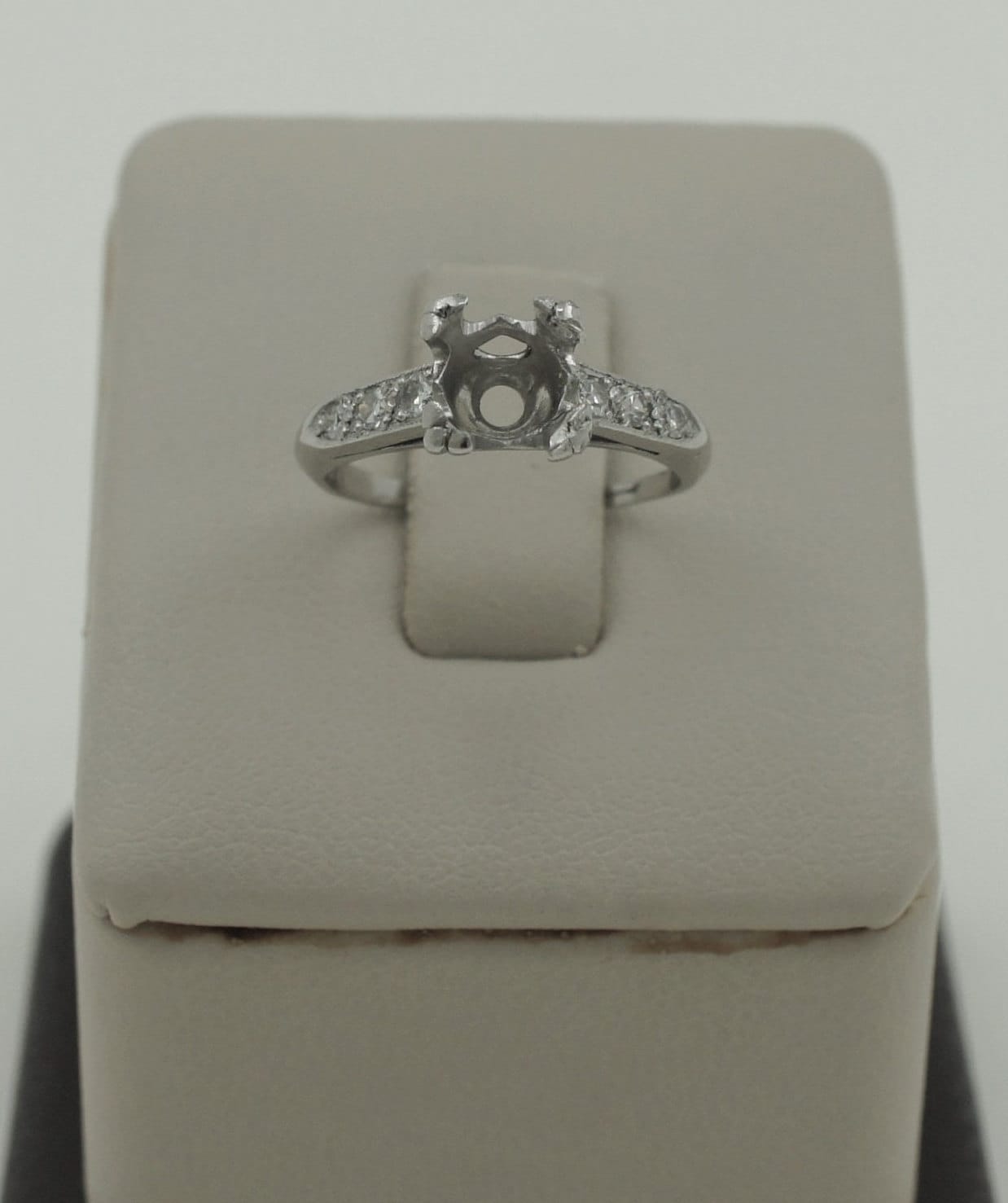 Antique Handmade 1930s Platinum Semi-Mount Diamond Engagement Ring. Ready for 0.75-1.25 ct Round Cut Center Stone.