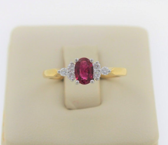 Vintage 1980s Handmade 18K Solid Yellow Gold Ruby… - image 2