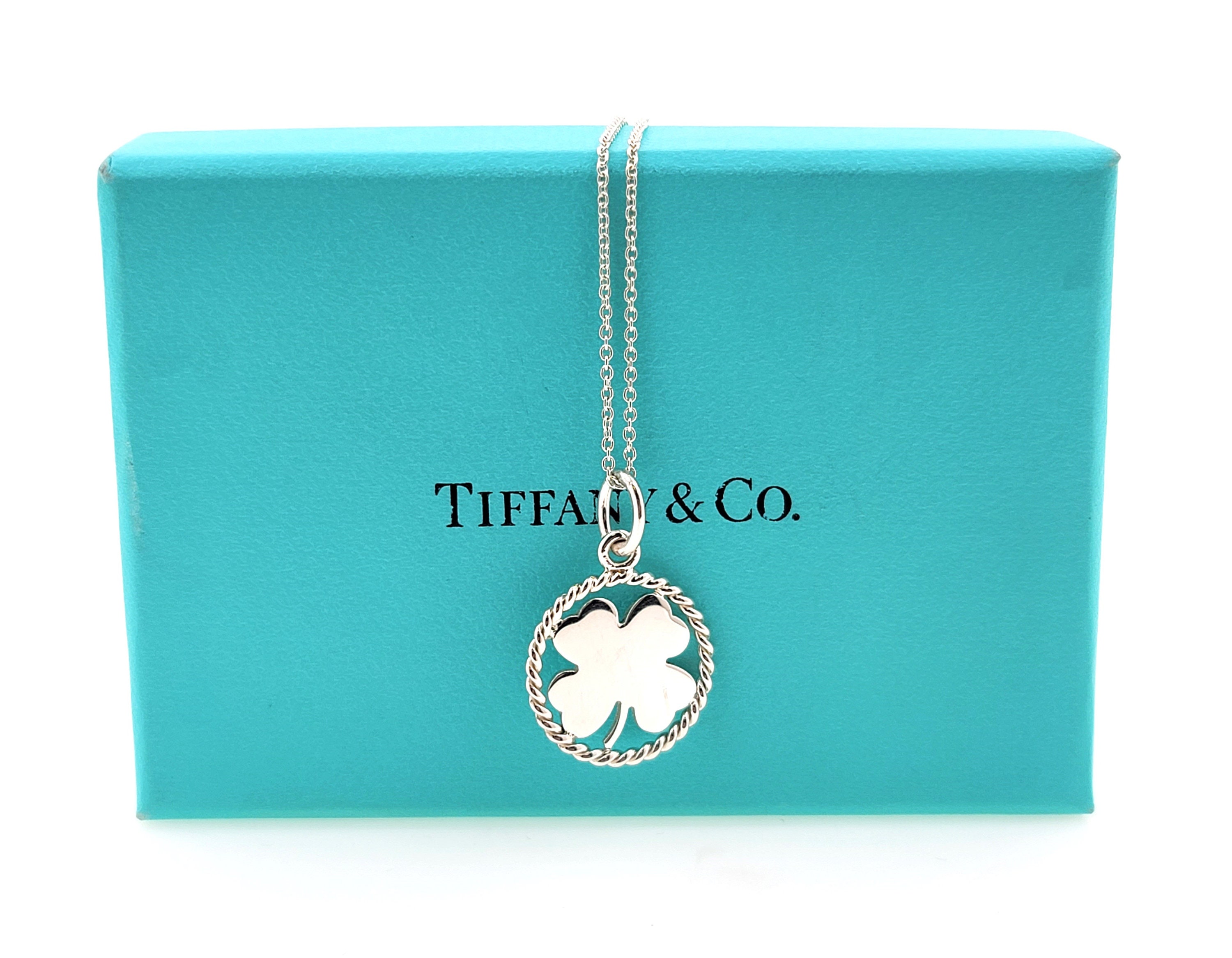 Rare Authentic Tiffany Co Four Leaf Clover in a Twisted Circle
