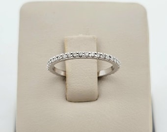Handmade 14K White Gold Diamond Eternity Wedding Band - 0.58 ct Round Cut