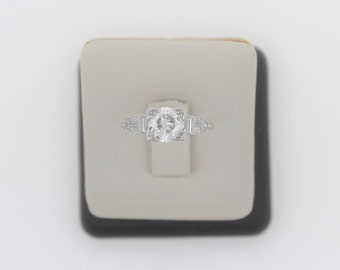 Vintage 1930s Handmade Platinum Diamond Engagement Ring