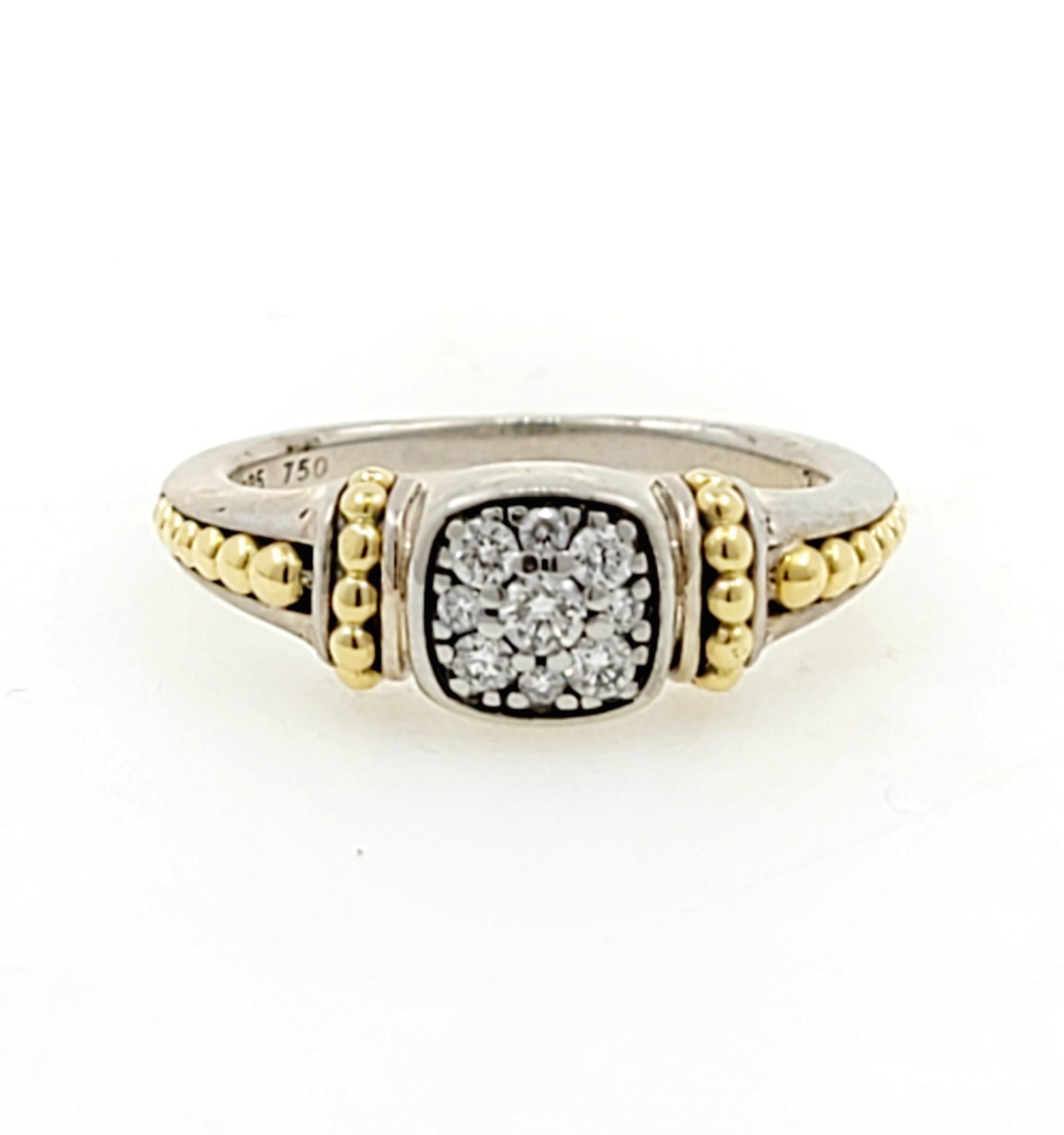 LAGOS caviar ラゴスキャビアリング(18金&スターリングシルバー) Vintage Lagos Caviar 18k Gold 750 925 Sterling Silver Ring 7