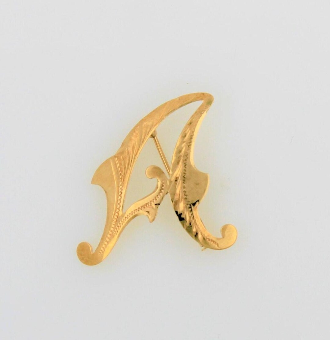 ✩mi⭐︎ Vintage 1970s 18K Solid Yellow Gold Letter Initial A Pin