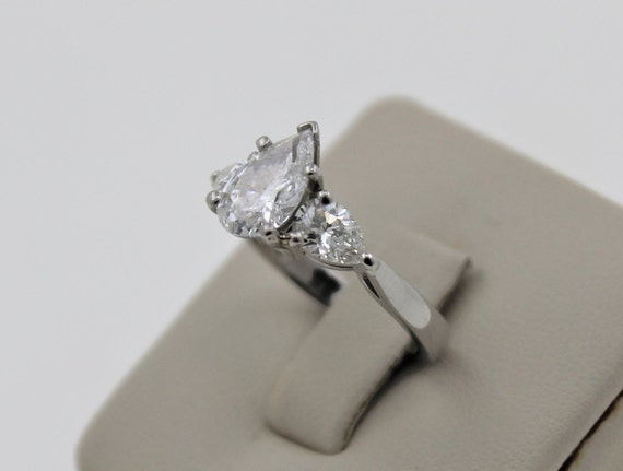 Vintage 1990s Handmade Platinum Diamond Engagemen… - image 4