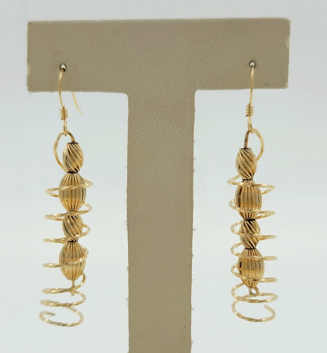 Vintage 14K Yellow Gold Twisted Spring Drop Earrings - Etsy