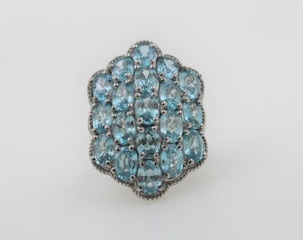Authentic Blue Topaz Sterling Silver 925 Designer D'JOY Cocktail Ring