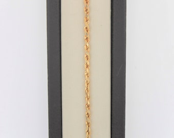 Vintage 1960s Handmade Solid 14K Yellow Gold Diamond Cut Rope Chain Bracelet