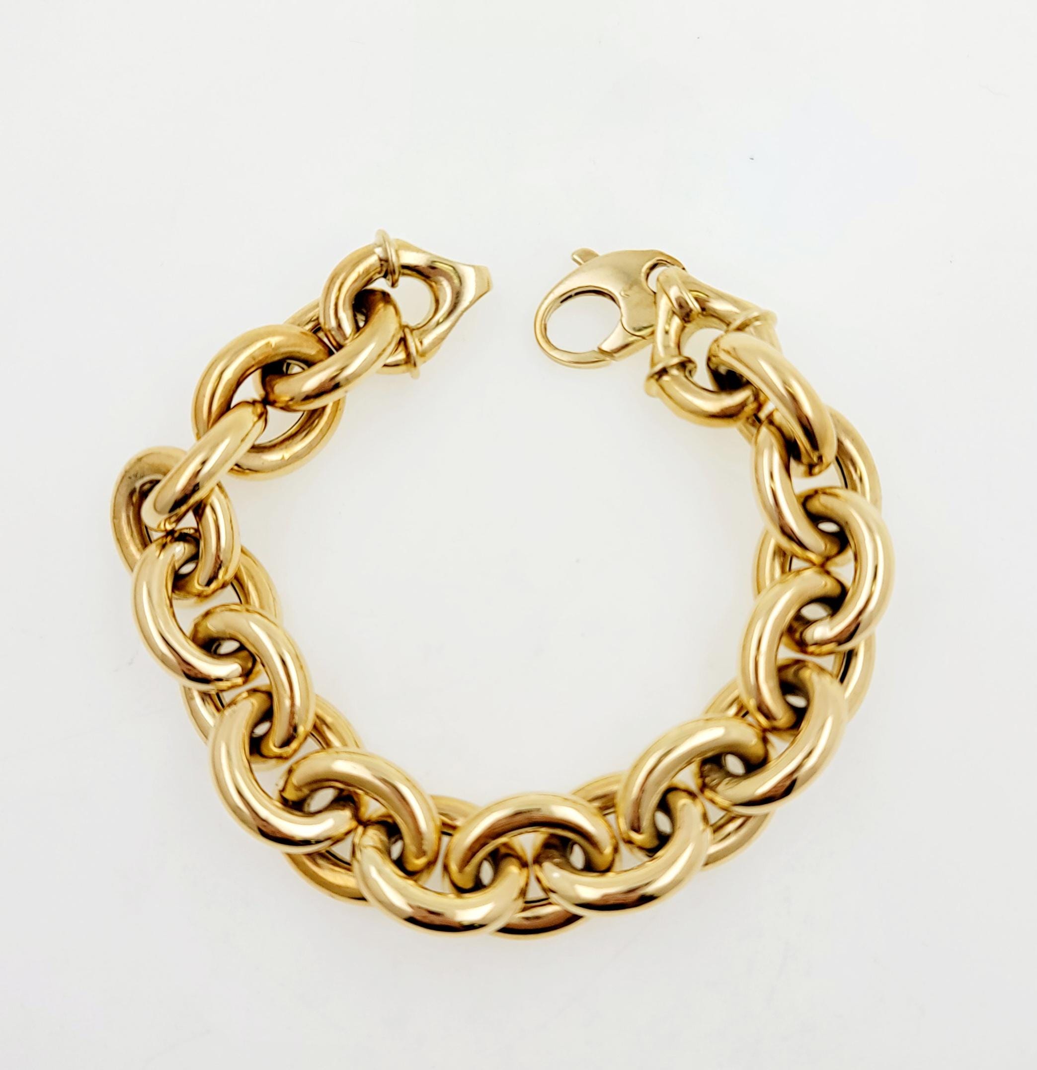 Vintage 1980s Handmade 18K Yellow Gold Oval Link Cable Chain