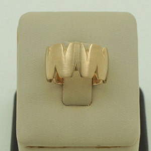 Beautiful Vintage 1960s Handmade 14K Solid Yellow Gold Wide Band With a Satin Finish. Matt Wedding Ring.