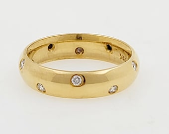 Anello da donna in oro giallo 18 carati con diamanti, fatto a mano, per anniversario (misura 6,5)