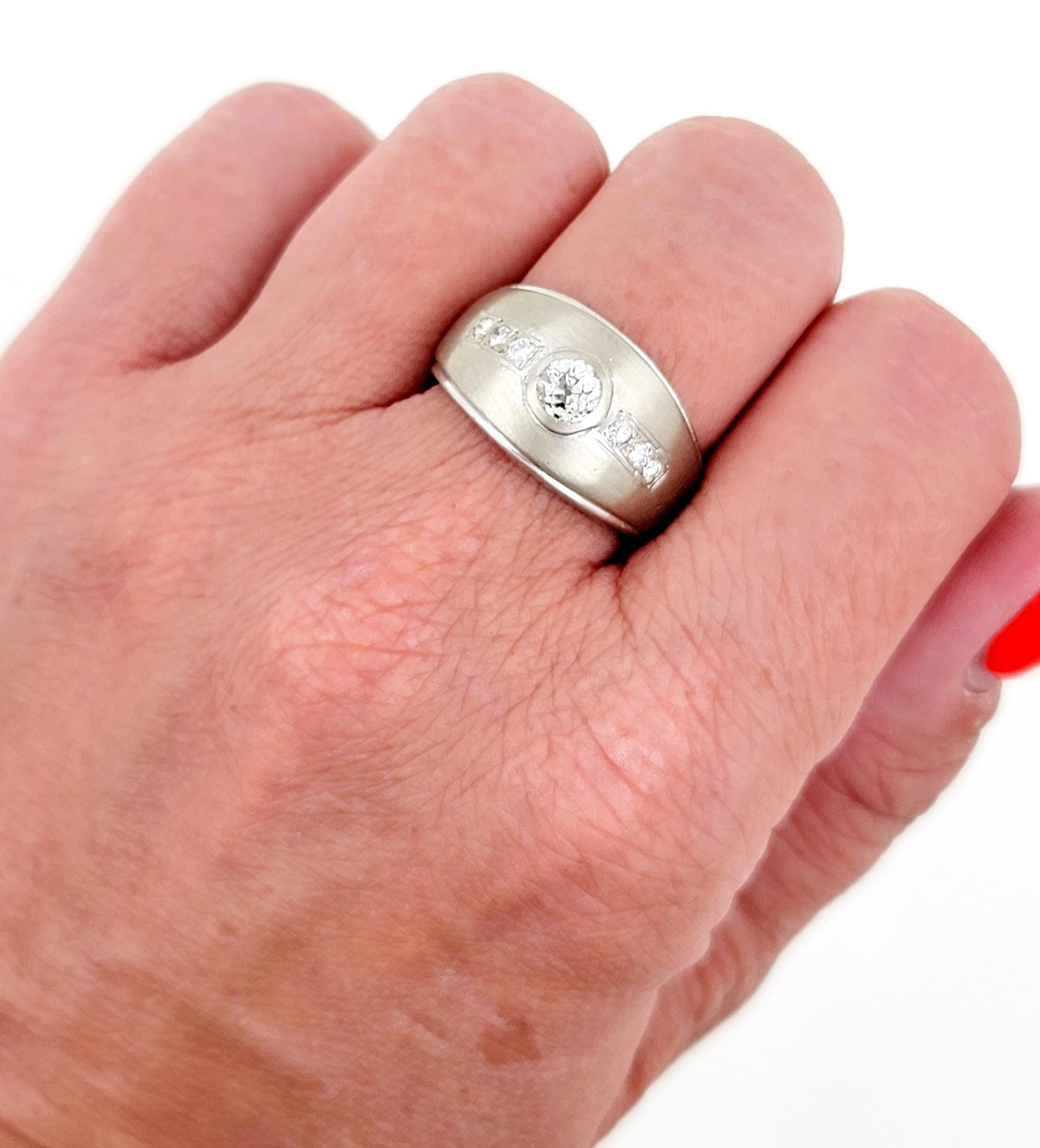 ハンドメイドヴィンテージ14Kホワイトゴールドダイヤモンドリング