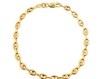 Pulsera vintage de eslabones de ancla estilo marinero, hecha a mano en oro amarillo de 14 quilates, años 80, en Italia.