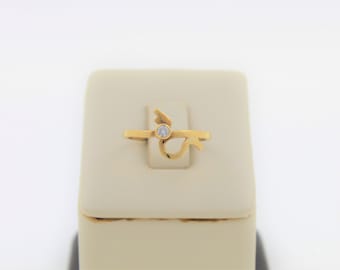 Vintage 1940s Handmade 18K Yellow Gold Diamond Fashion Ring