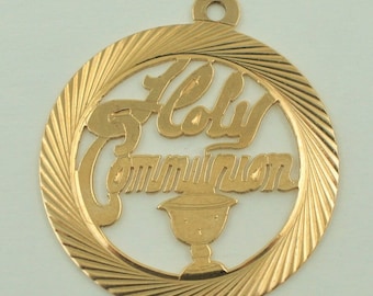 Colgante de Primera Comunión de oro macizo de 14 quilates