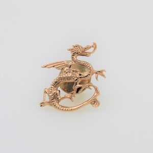 Vintage 1950s Handmade 14K Solid Rose Gold Dragon Pin/Brooch