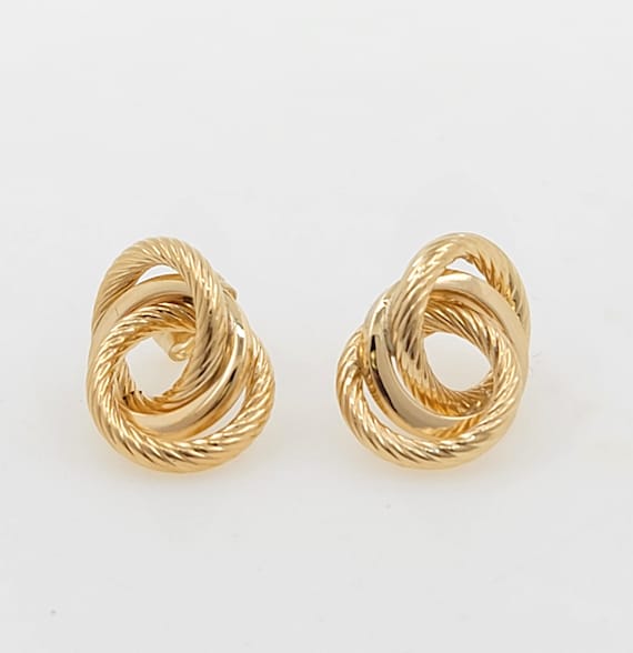 [LLOYD] 14K☆circular motiv Earrings Vintage 1980s Handmade 14K Yellow Gold Twist Earrings