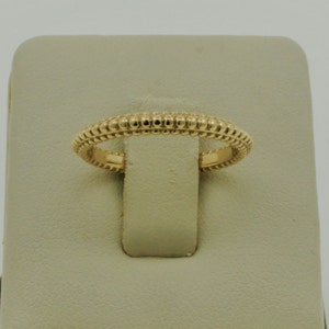 Beautiful Handmade 14K Solid Yellow Gold Milgrain Stacking Wedding Ring