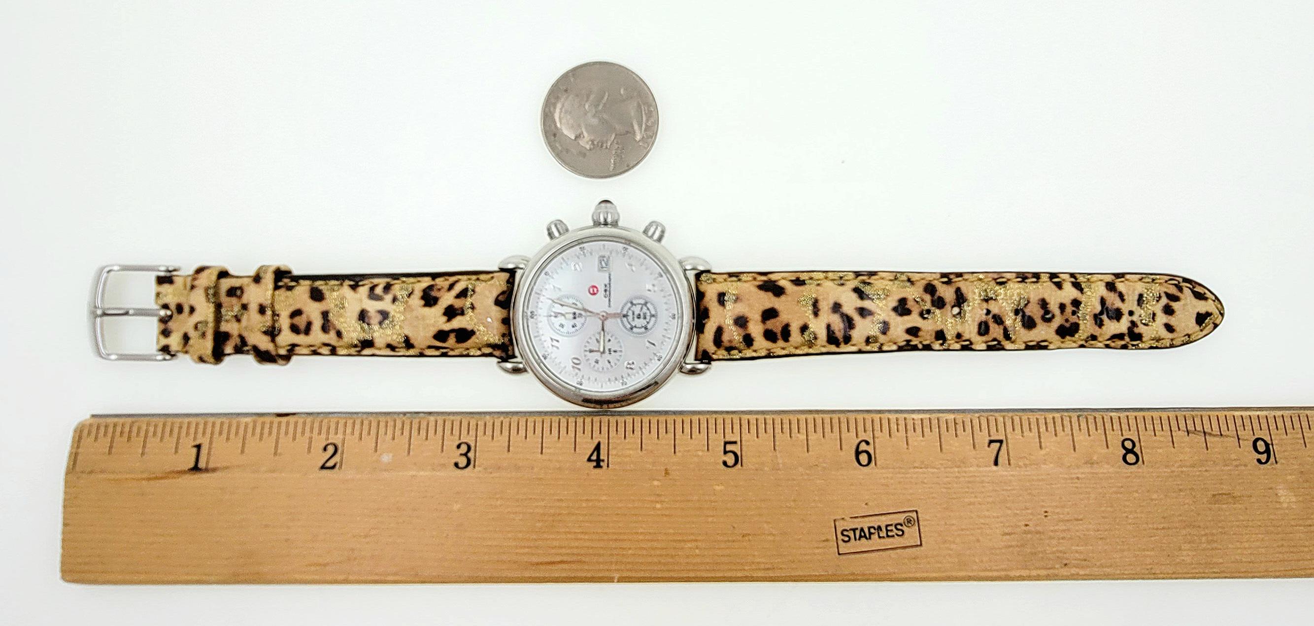 New Michele CSX animal print diamond swiss watch Michele CSX Diamond Bezel Mother Of Pearl Face Chronograph  main image 2