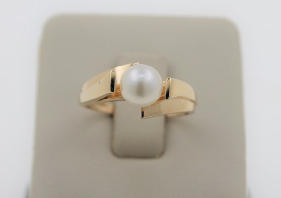 Vintage 1980s Handmade 14K Yellow Gold Real Pearl… - image 1