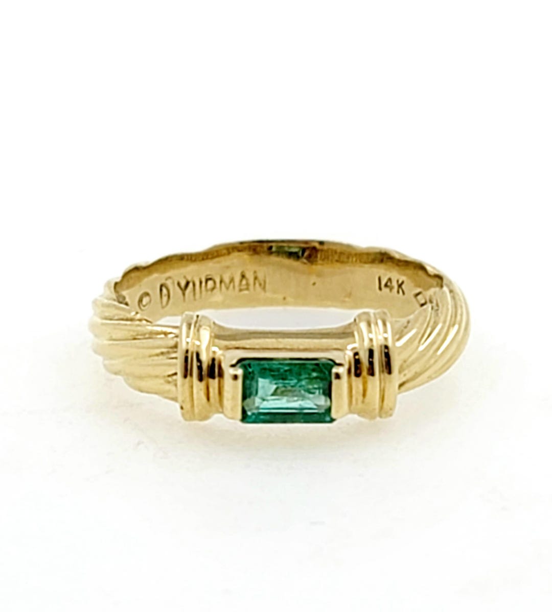 Vintage 14K Yellow Gold 0.50ct Emerald Cut Emerald Twisted Band Ring - Etsy
