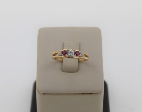Vintage 1980s Handmade 18K Yellow Gold Ruby and D… - image 2