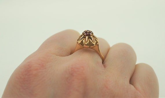 Vintage 1910s Handmade 18K Solid Rose Gold Ruby F… - image 7