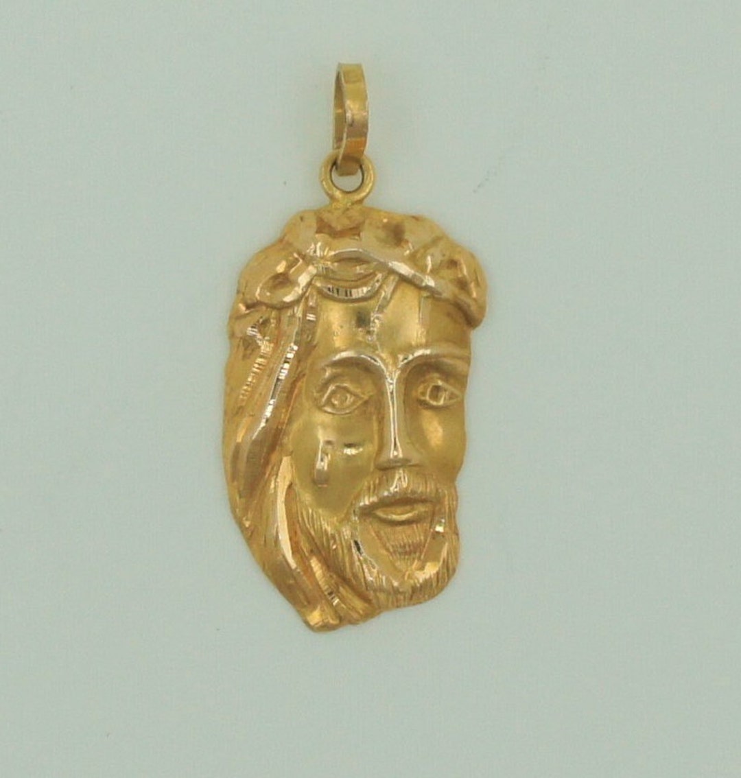 Vintage 1960s Handmade 18K Solid Yellow Gold Jesus Pendant Religious ...