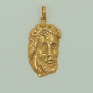 Vintage 1960-tals handgjord 18K massivt gult guld Jesus-hänge religiös berlock