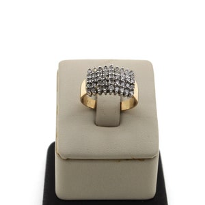 Vintage 1960s Handmade 14K Yellow Gold Round Diamonds Ring. Statement Ring.