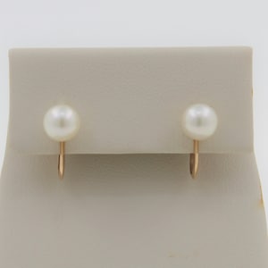 Vintage 1980s Handmade Solid 14K Yellow Gold Pearl Earrings. No Piercing Necessary