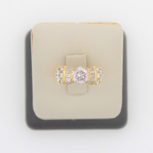 Vintage 1980s Handmade Solid 18K Yellow Gold Diamond Engagement Ring. Total Diamond Weight 2.02 ct.
