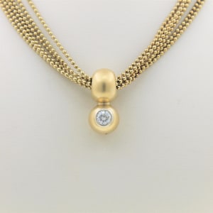 Vintage 1970s Handmade 14K Solid Yellow Gold 6 Strand 0.50 Natural Diamond Necklace.