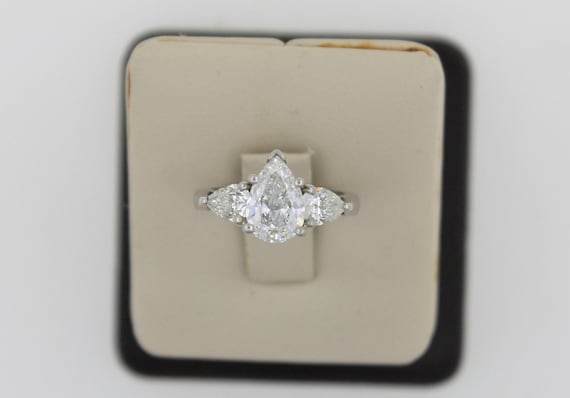 Vintage 1990s Handmade Platinum Diamond Engagemen… - image 1