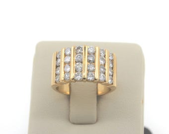 Vintage 1960s Handmade 14K Yellow Gold Diamond Ring. High Quality Diamonds!