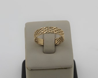 Vintage 1950s Handmade 14K Wide Wedding Band. Fashion Ring.