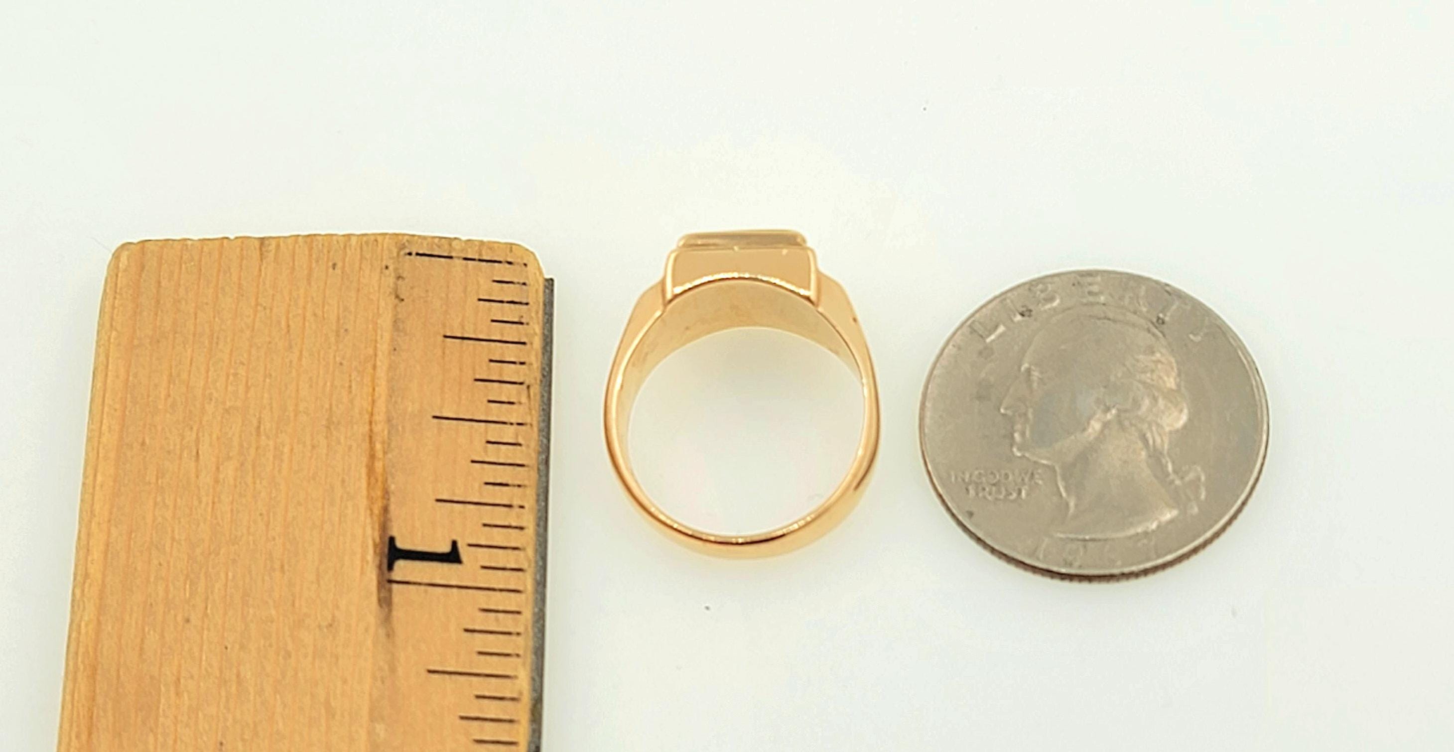 Vintage 1960s Handmade 14K Yellow Gold Signet Ring, Size 6 1/4