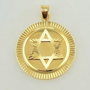 Vintage 14K Yellow Gold Star of David Pendant, Handmade Judaica Necklace
