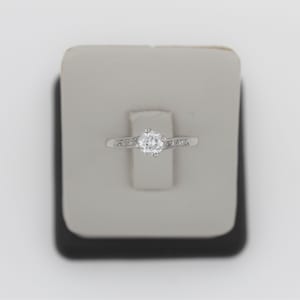 Vintage 1940s Handmade 14K White Gold Diamond Engagement Ring 0.52 Carats