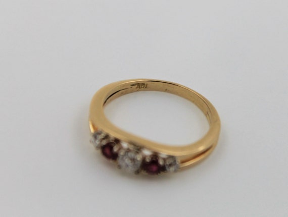 Vintage 1980s Handmade 18K Yellow Gold Ruby and D… - image 5