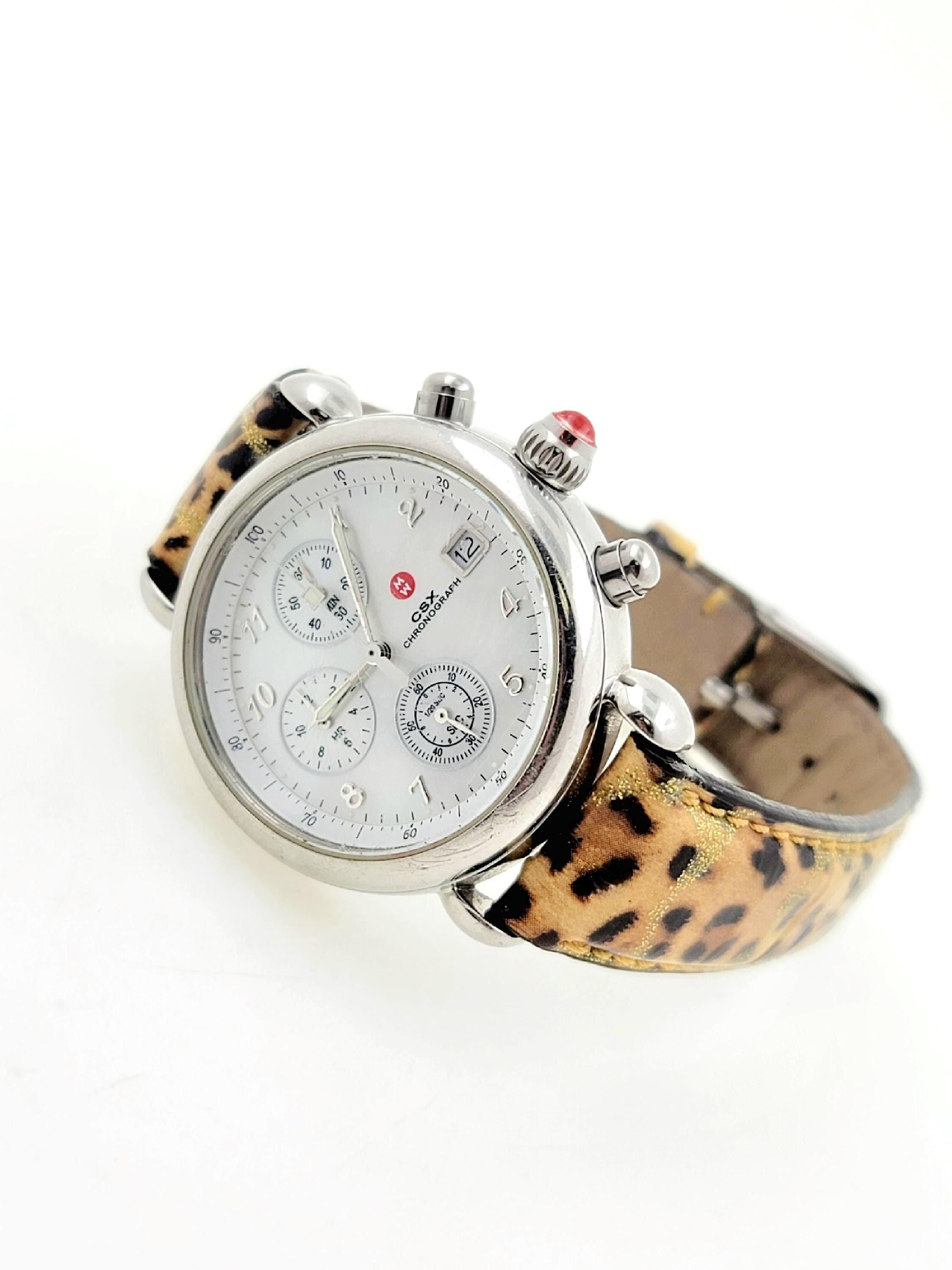 Michele Csx Chronograph Mother of Pearl Dial, Leather  display picture 2