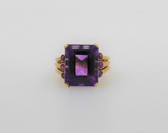 Vintage 1950s Handmade 14K Yellow Gold Amethyst and Rubies Lady's ...