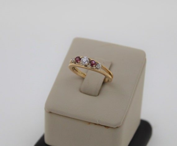 Vintage 1980s Handmade 18K Yellow Gold Ruby and D… - image 3