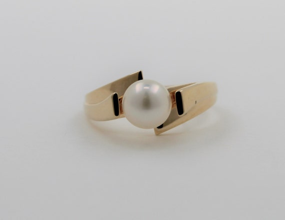 Vintage 1980s Handmade 14K Yellow Gold Real Pearl… - image 5